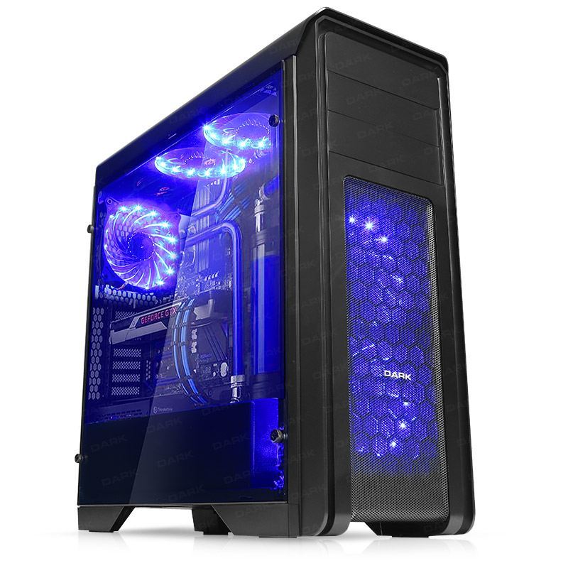 DARK 600W Powerlı 80+ Pencereli 5x12cm Mavi Fanlı ATX Siyah Kasa