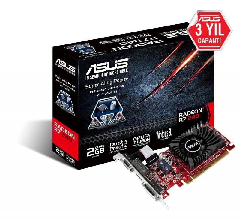 ASUS R7 240 2GB 128B DDR3 DVI-D,HDMI LP AMD Ekran Kartı R7240-2GD3-L