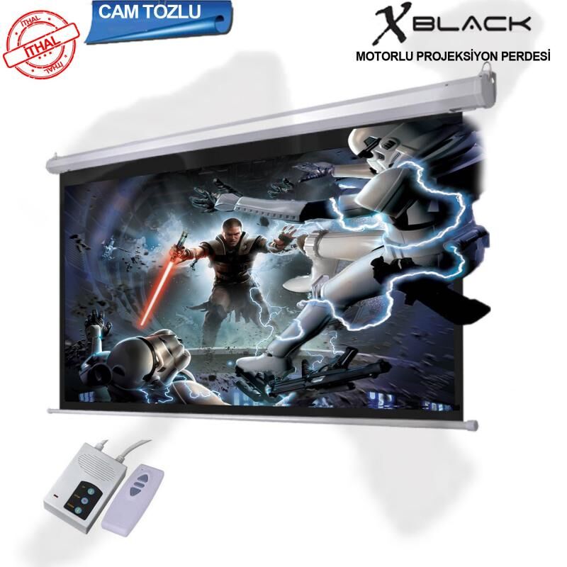 CODEGEN 240x200 Pro Siyah Fonlu Cam Tozlu Motorlu Projeksiyon Perdesi XGE-240