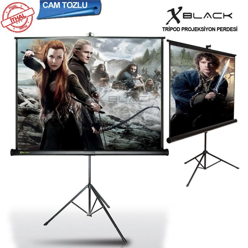 CODEGEN 200x200 Pro Siyah Fonlu Cam Tozlu Portatif Projeksiyon Perdesi XGT-200