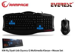 RAMPAGE USB 3 Farklı LED'li Gaming Q Multimedya Siyah Klavye,Mouse Set KM-R5S