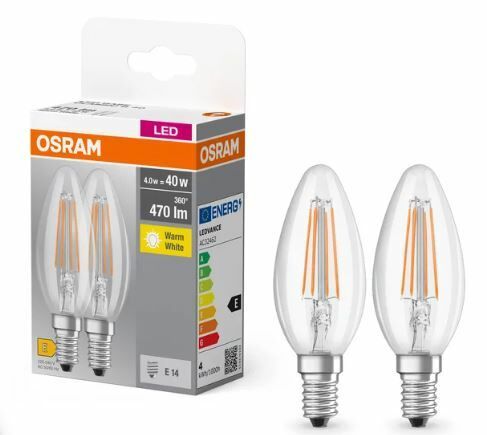 OSRAM 4099854090226 LED Flament 4W Sarı Işık E27 2'Li·