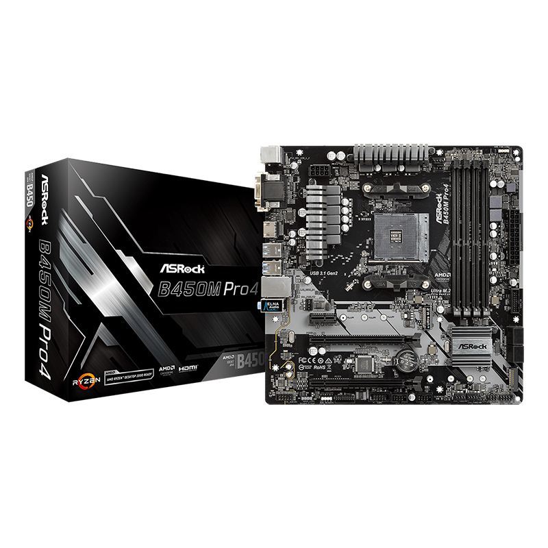 ASROCK AMD B450M AM4 DDR4 3200MHz HDMI Anakart ASRB450M-PRO4