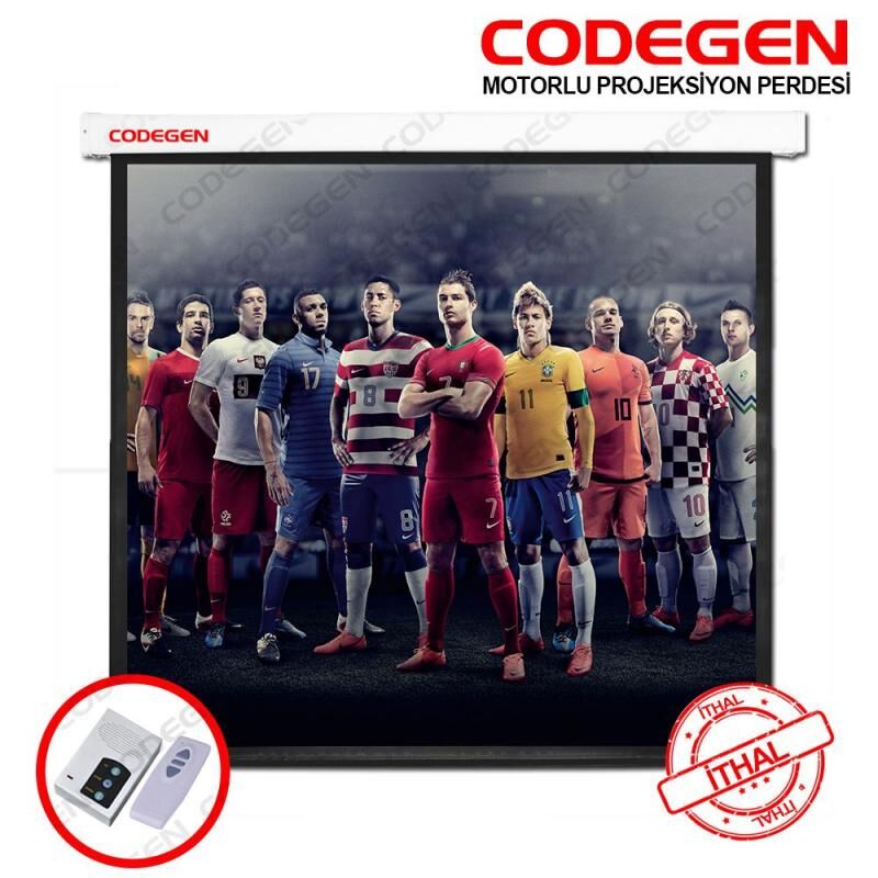 CODEGEN 180x180 Pro Siyah Fonlu Motorlu Projeksiyon Perdesi COD-EX-18